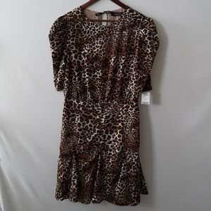 SUGAR + LIPS Women's Animal Print Dress Tulip Flare Bottom, New with Tags, Large